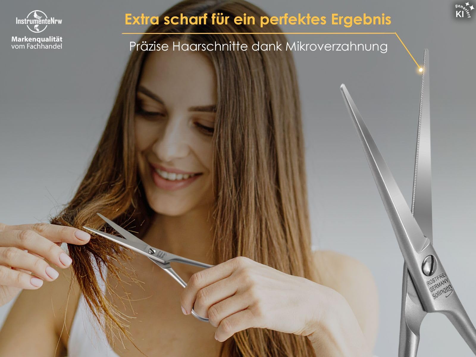 Friseurschere Haarschere Solingen Haarschneideschere Edelstahl Rostfrei | Schere Made in Germany mit scharfem Schnitt und einseitiger Mikroverzahnung 15,6 cm