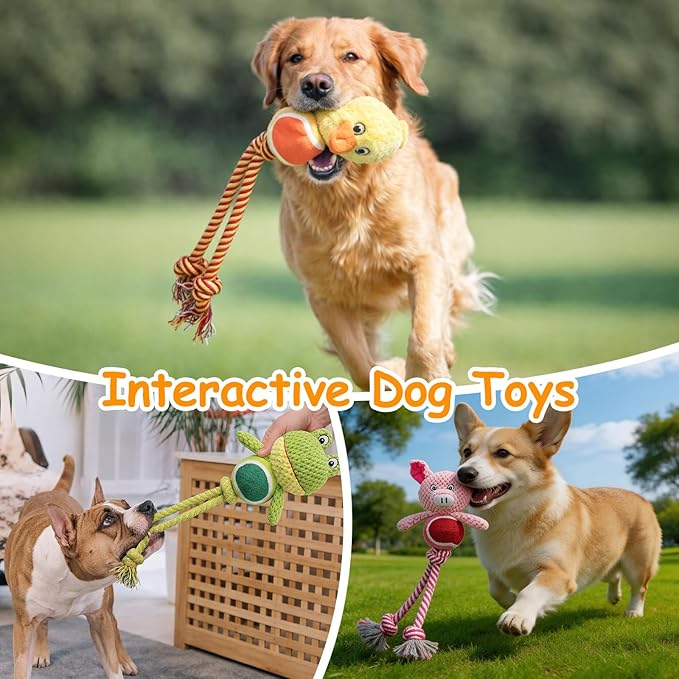 Soulchen 3 Pcs Juguete Mordible Squeaky para Perros, Peluche Durable con Cuerda miniatura 7