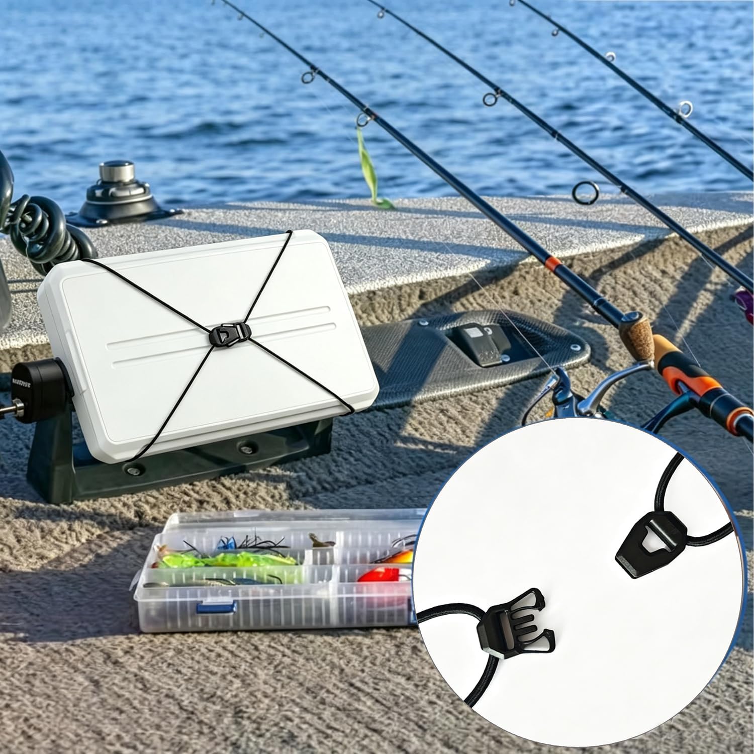 Fishing Finder Cover Straps,Adjustable Fishing Ggraph Cover Straps Secure During Travel to Protect from Damage,Keeps Fishing Graph Screen Covers in Place(4 Pcs)