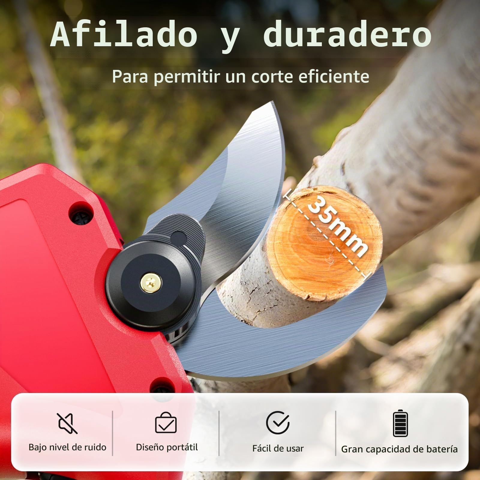 Tijeras De Podar Electricas Con Pantalla LCD,Podadora Electrica Con Con Diámetro De Corte De 35mm, Tijera Electrica Con Cargador 2 Baterías De 2000mah Y Motor Sin Escobillas