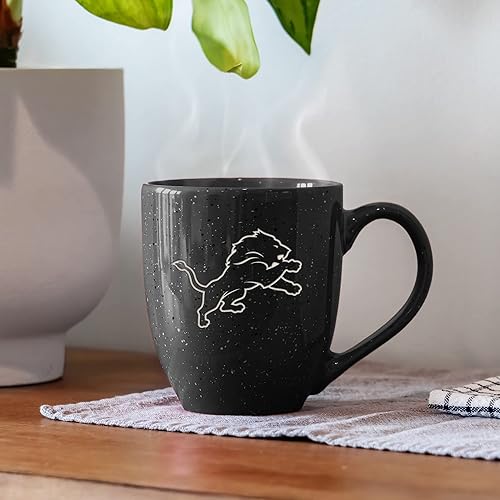 Miniatura 117 de Rico Industries, NFL Football - Taza de café de 16 oz de cerámica moteada, grabada con láser y de color de los equipos de fútbol americano de la NFL