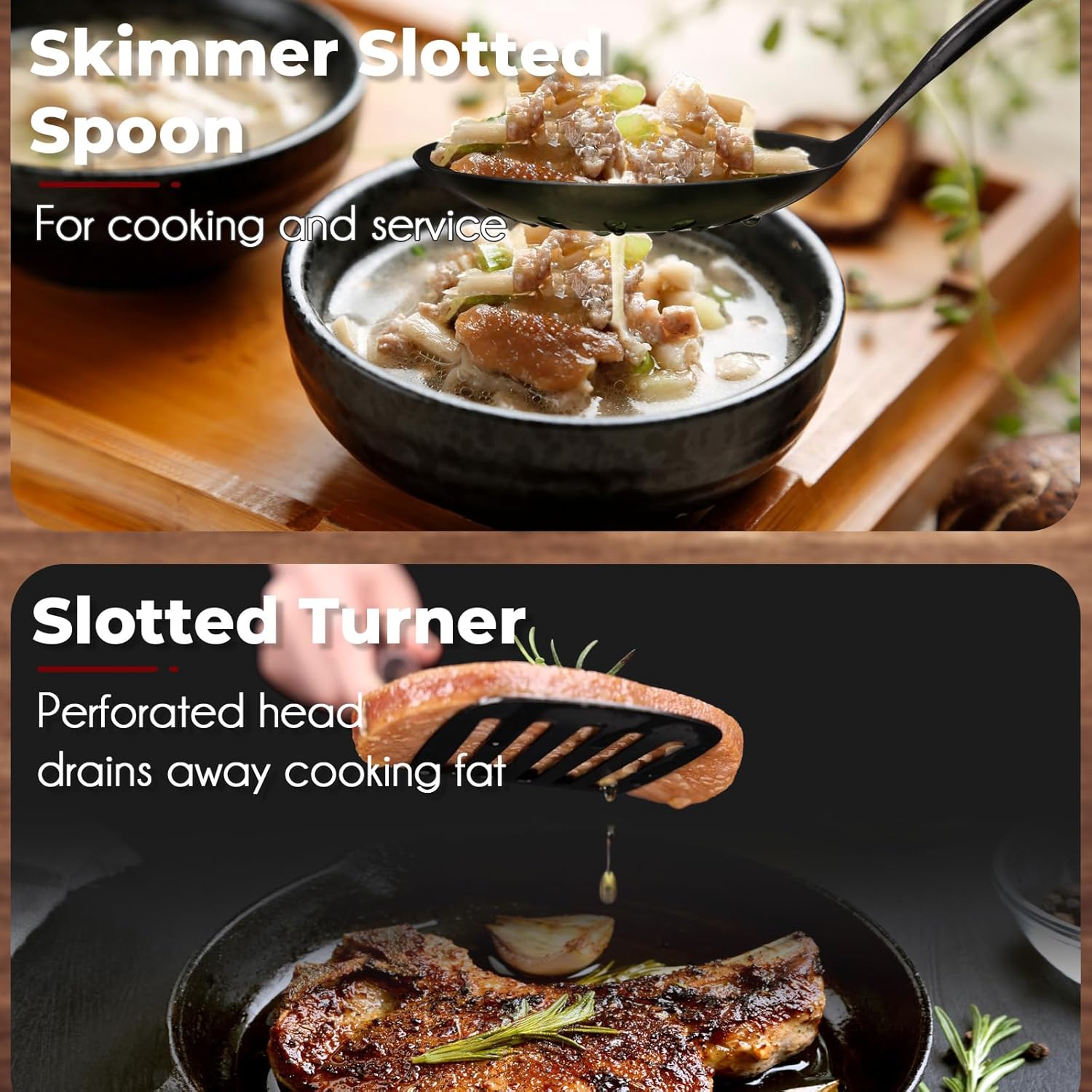 MARTE Kitchen Cooking Utensils Set with Utensil Holder, 8 Pcs Kitchen Serving Tool,18/10 Stainless Steel Cooking Spatula Set,Spatula,Soup Ladle, Skimmer Spoon,Slotted Tunner,Fine Mesh Food Strainer