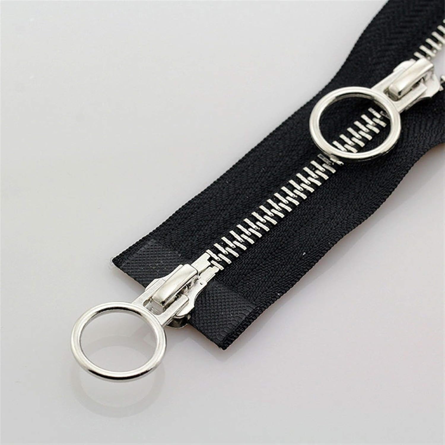 Zippers Nylon Zipper 1pc 5# Double Slider Open-end Zipper,O Ring Head Auto Lock Metal Zippers,(Coffee)