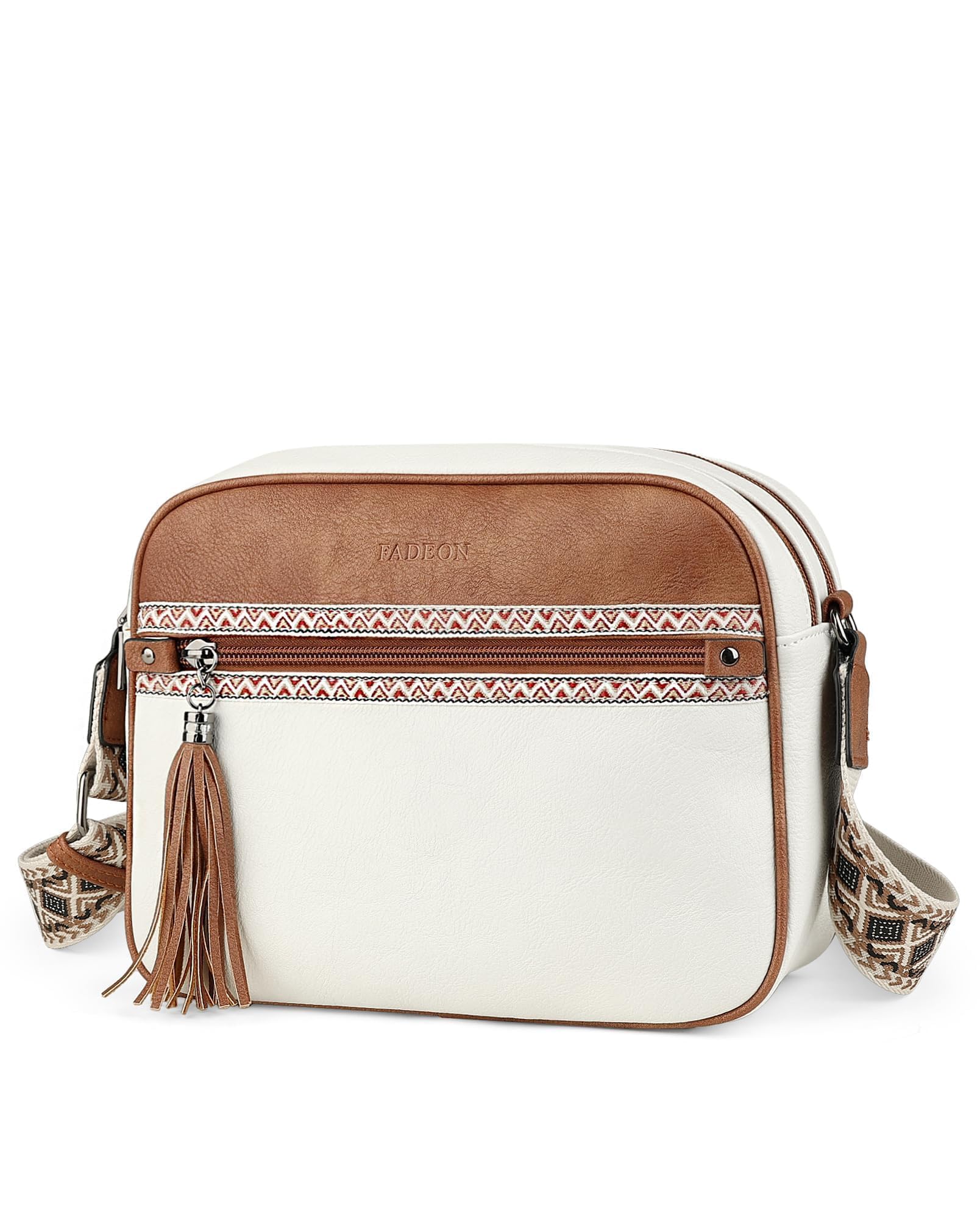 FADEON Crossbody Bags for Women Designer Vegan Leather Crossbody Purse Multi-pocket Medium Shoulder Bag with Card Slots