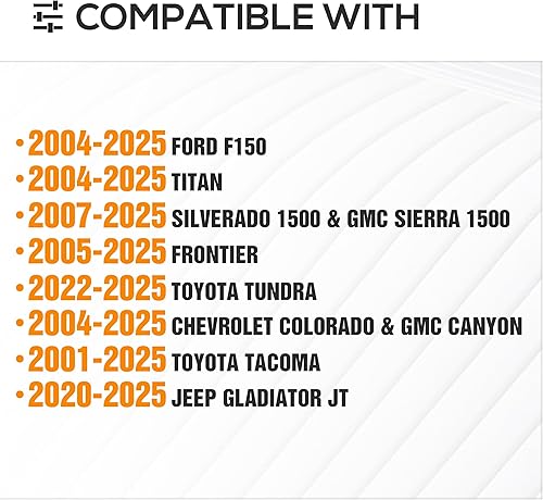 Vista 38 de Bastidores ajustables de 14.6 a 17.4 pulgadas de altura para caja de camioneta con 2 luces LED compatibles con Tacoma/Tundra/Silverado 1500/Sierra