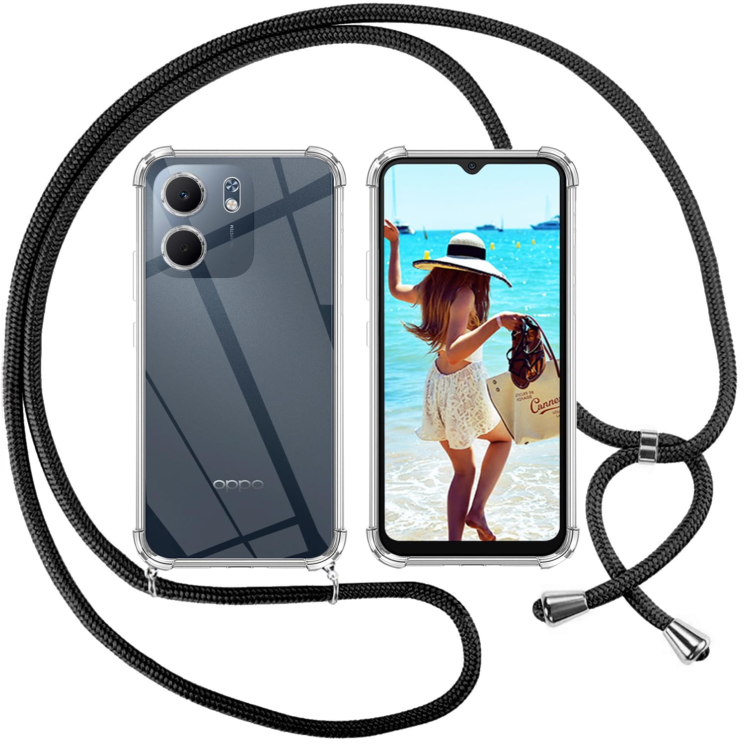 Custodia Collana per Cellulare Compatibile con HONOR Magic 4 Lite 5G, HONOR X9 - Cover Silicone TPU Protettiva Trasparente - Custodia indossabile per Collo - Case a Tracolla con Cordina,Arcobaleno