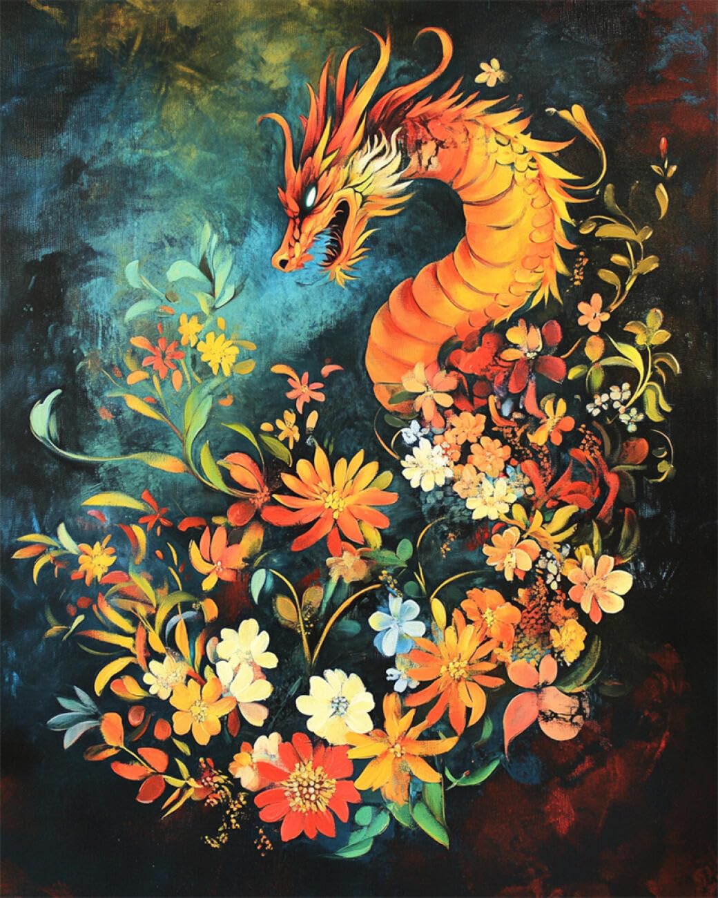 RKFLGEW DIY Bead Embroidery Kit Anime Dragon 30x40cm