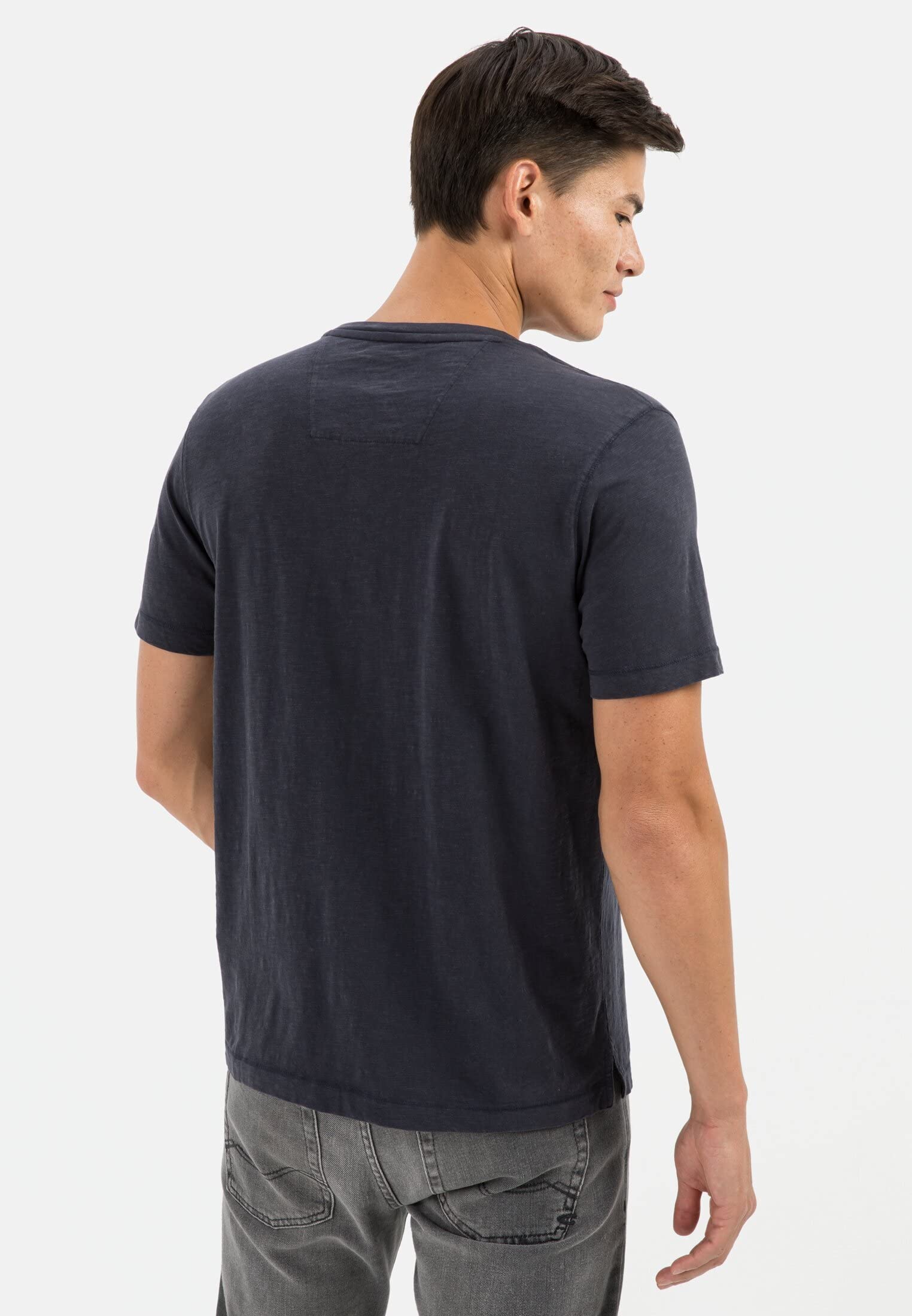 camel active Męska koszulka z krótkim rękawem Henley z zapięciem na guziki, granatowy, 3XL