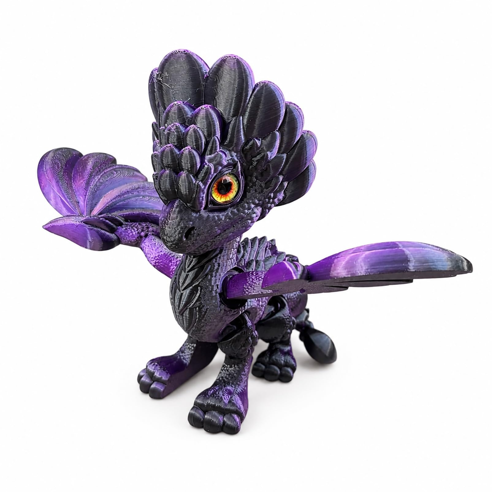 CASOME 3D Printed Articulated Dragon Figurine, Poseable Fantasy Creature Desk Decor, Movable Winged Collectible Display Figure For Shelf, Office And Room Decoration(B)