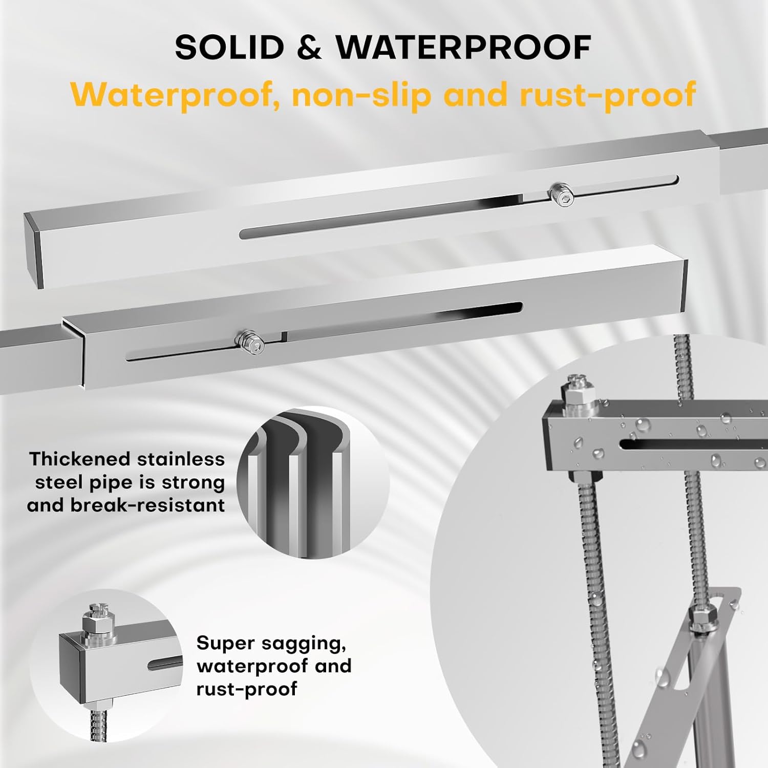 Undermount Sink Brackets, 304 Stainless Steel Adjustable Undermount Sink Support, Horizontal Installation Kit for Save Space, Heavy Duty Sink Repair System for Undermount Kitchen Bathroom (36-51 in)