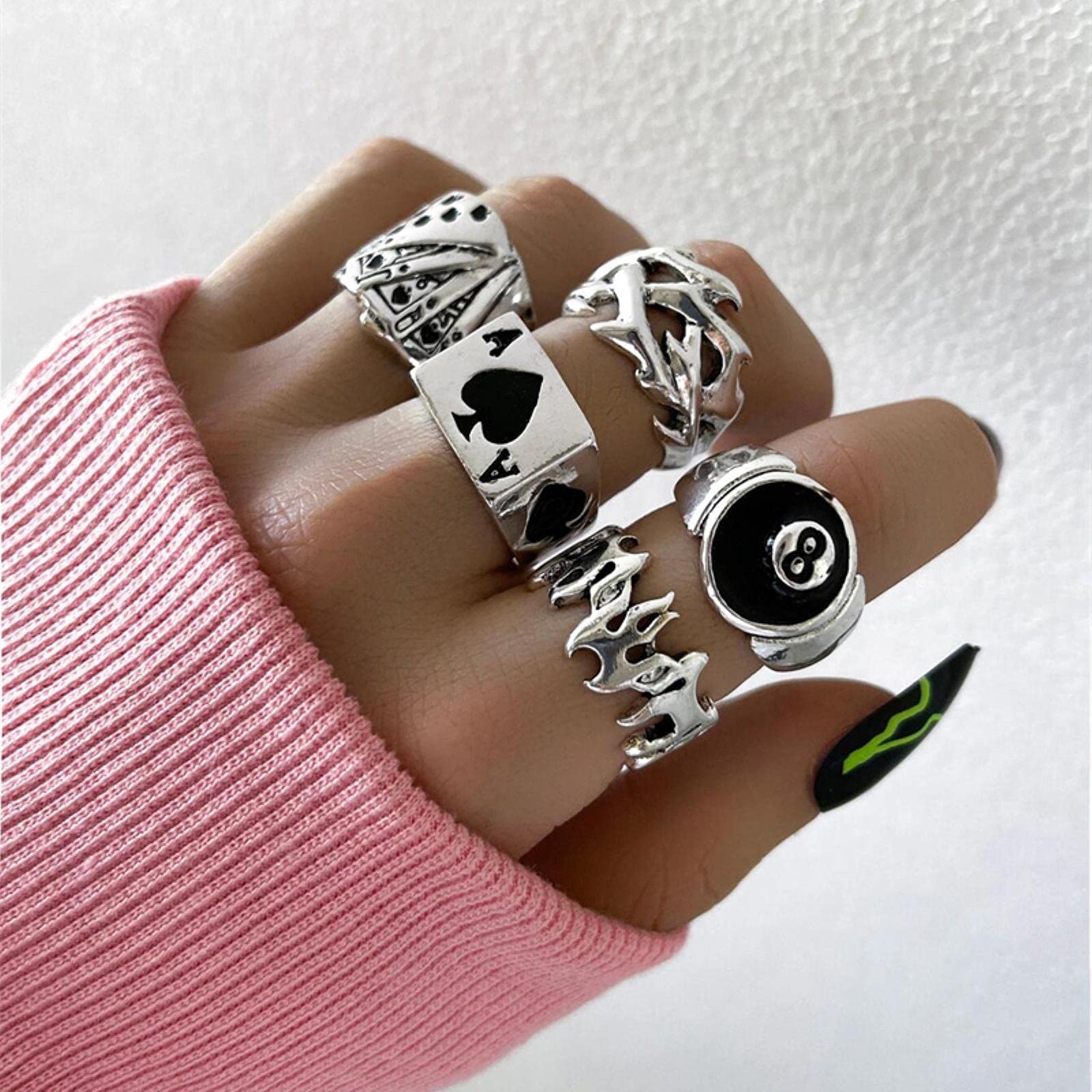 2 Stuks Vinger Ketting Ringen Punk - Goud En Zilver Knuckle Ringen Voor Vrouwen