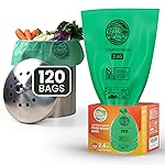 RAYTID Compostable trash Bags 2.6 Gallon Compost Bags for Kitchen Countertop Bin 1.3,2,3, Gallon, 120 Count,Small Kitchen Food Scrap Waste Bags,ASTM D6400, US BPI & Europe OK Compost Home Certified
