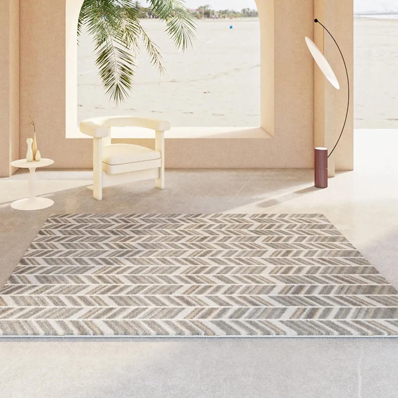 Tapis géométrique moderne antidérapant et facile à nettoyer pour chambre
