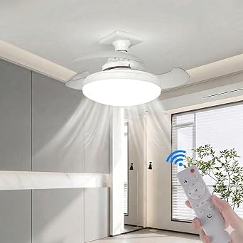Dolunay Fan LED Ampul - Rozanslı Tavan Montajı Gerekir - 72W 7850 Lümen 3 Renk Işık (Beyaz, Gün Işığı, Natural) Uzaktan Kumandalı, Dimlenebilir Cata Hayalet Pervaneli Tavan Vantilatörü ve Aydınlatma [Enerji Sınıfı F]