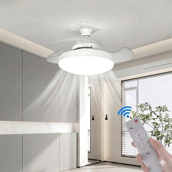 Dolunay Fan LED Ampul - Rozanslı Tavan Montajı Gerekir - 72W 7850 Lümen 3 Renk Işık (Beyaz, Gün Işığı, Natural) Uzaktan Kumandalı, Dimlenebilir Cata Hayalet Pervaneli Tavan Vantilatörü ve Aydınlatma [Enerji Sınıfı F]