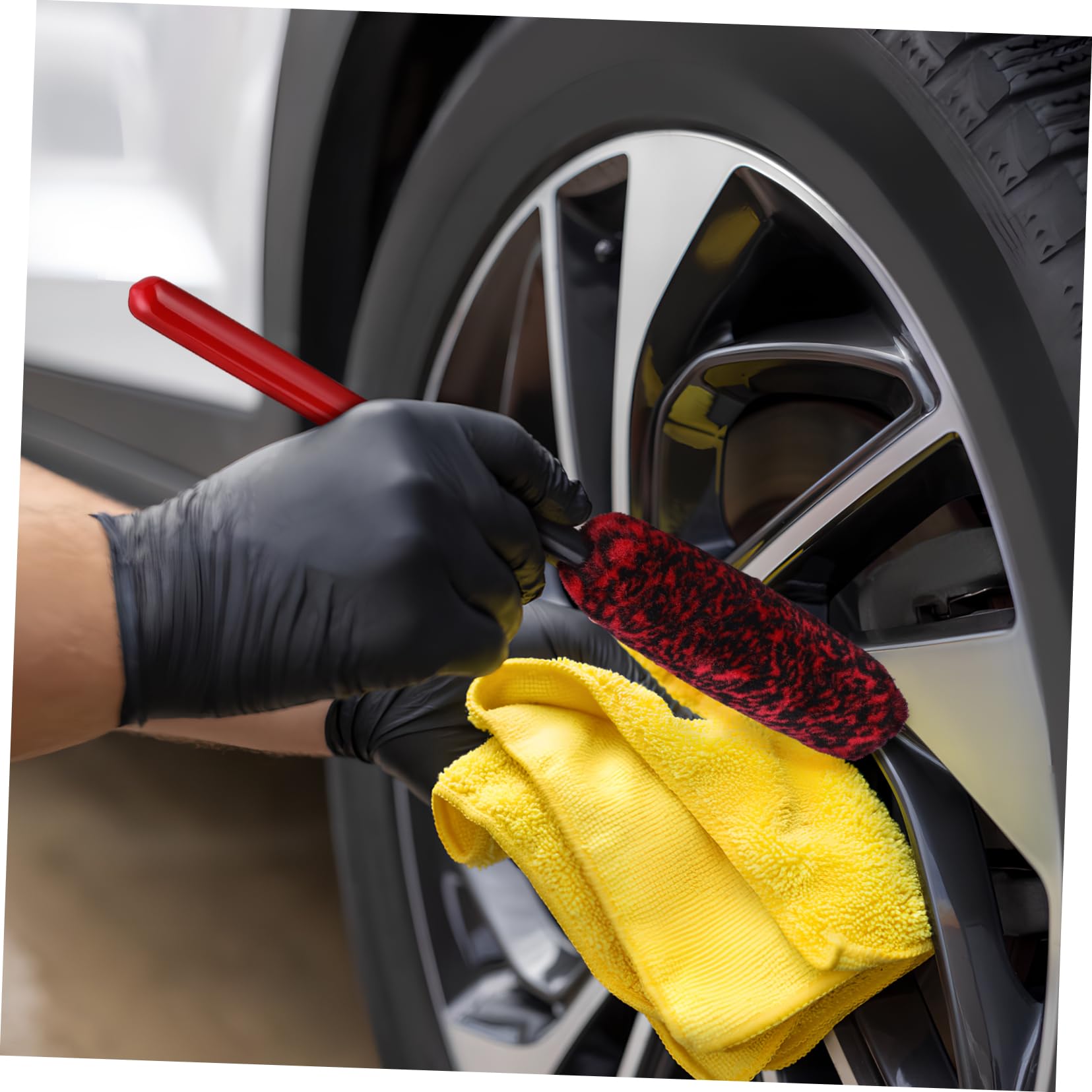 Cabilock 12pezzi Spazzole per Pulizia Pneumatici Testa Flessibile Spazzola Detailing per Cerchioni e Ruote Auto Strumenti Pulizia Auto