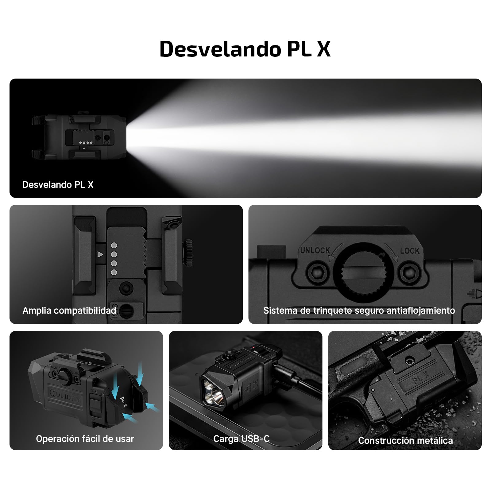 OLIGHT PL-X Linterna Con proyector de 22500 candelas y luz de inundación de 1200 lúmenes, orejetas ajustables y reversibles, puerto USB-C, soporte estroboscópico compacto para búsqueda en exteriores