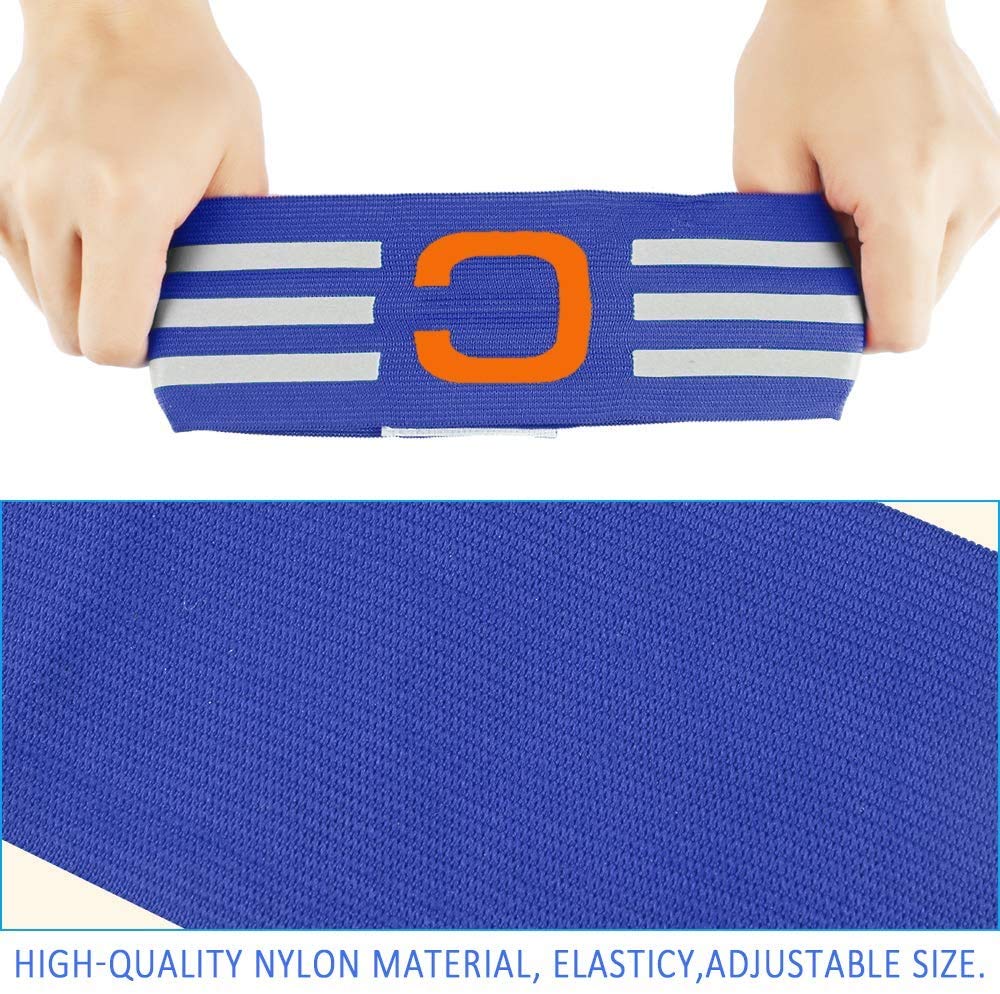 Brassard De Capitaine De Foot BESPORTBLE – Lot De 2, élastique En Nylon, Bleu, Signe C, Réglable, Pour Matchs Et Entraînements