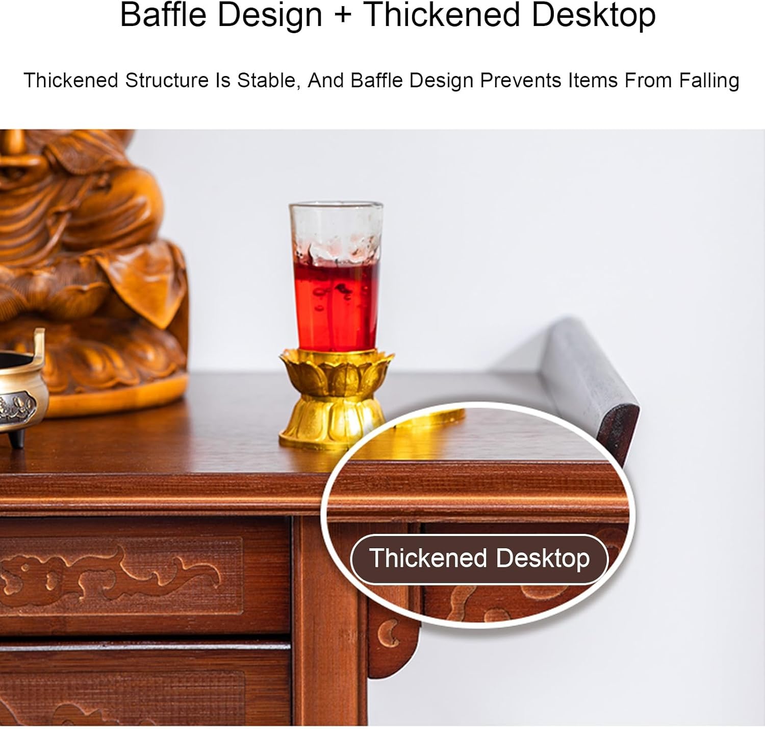 Bamboo Meditation Altar Table, Shrine Altar with Storage, Personal Meditation Shrine for Home Incense, Entrance, Office(48cm/18.8'')