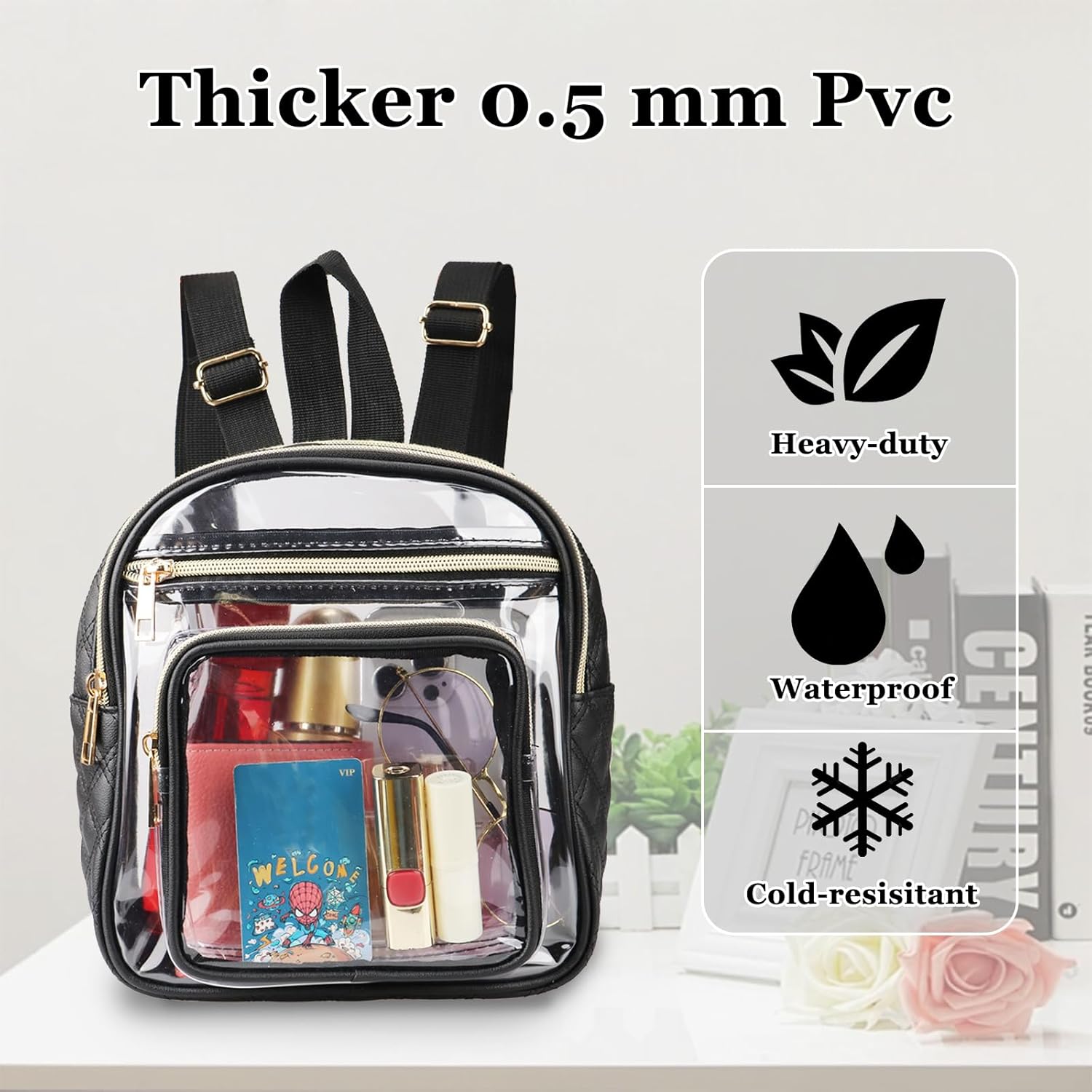 Clear Backpack Stadium Approved, Heavy Duty Mini Clear Backpack with Front Pocket for Concert Sport Events Work (clear) - Image 4