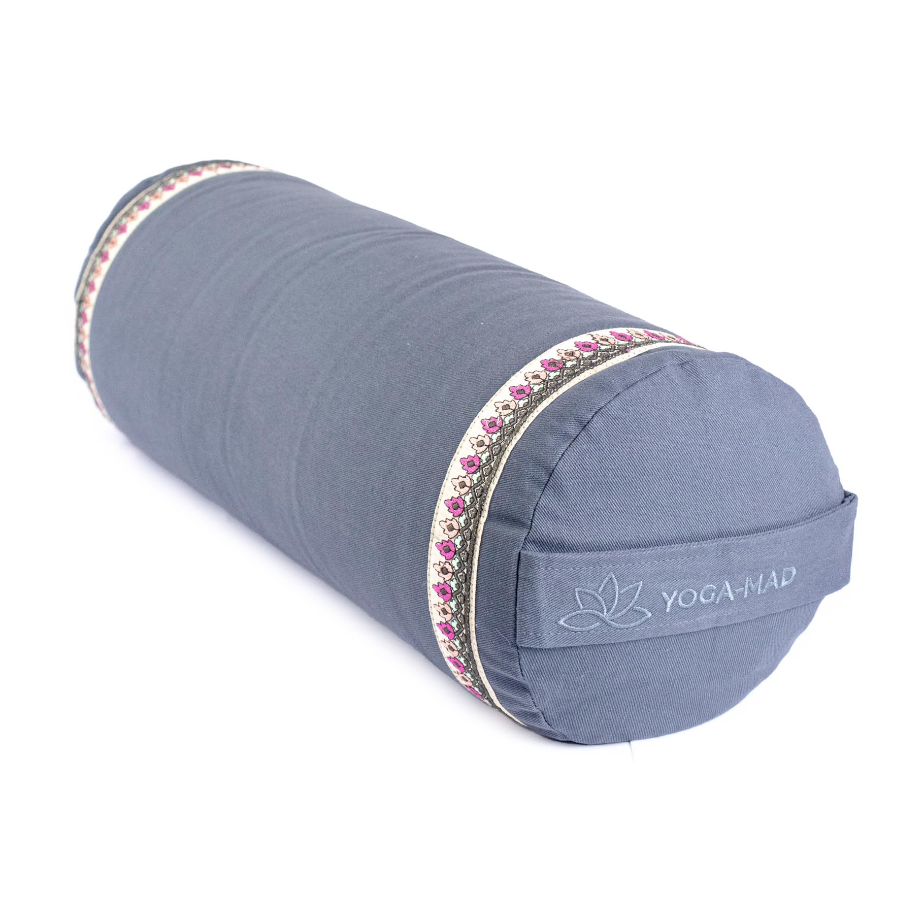 Yoga-Mad Wałek do jogi, przyjazny dla środowiska wałek do gryki, 61 cm x 23 cm, zdejmowany, zmywalny pokrowiec, idealny do jogi, medytacji i ogólnego wsparcia