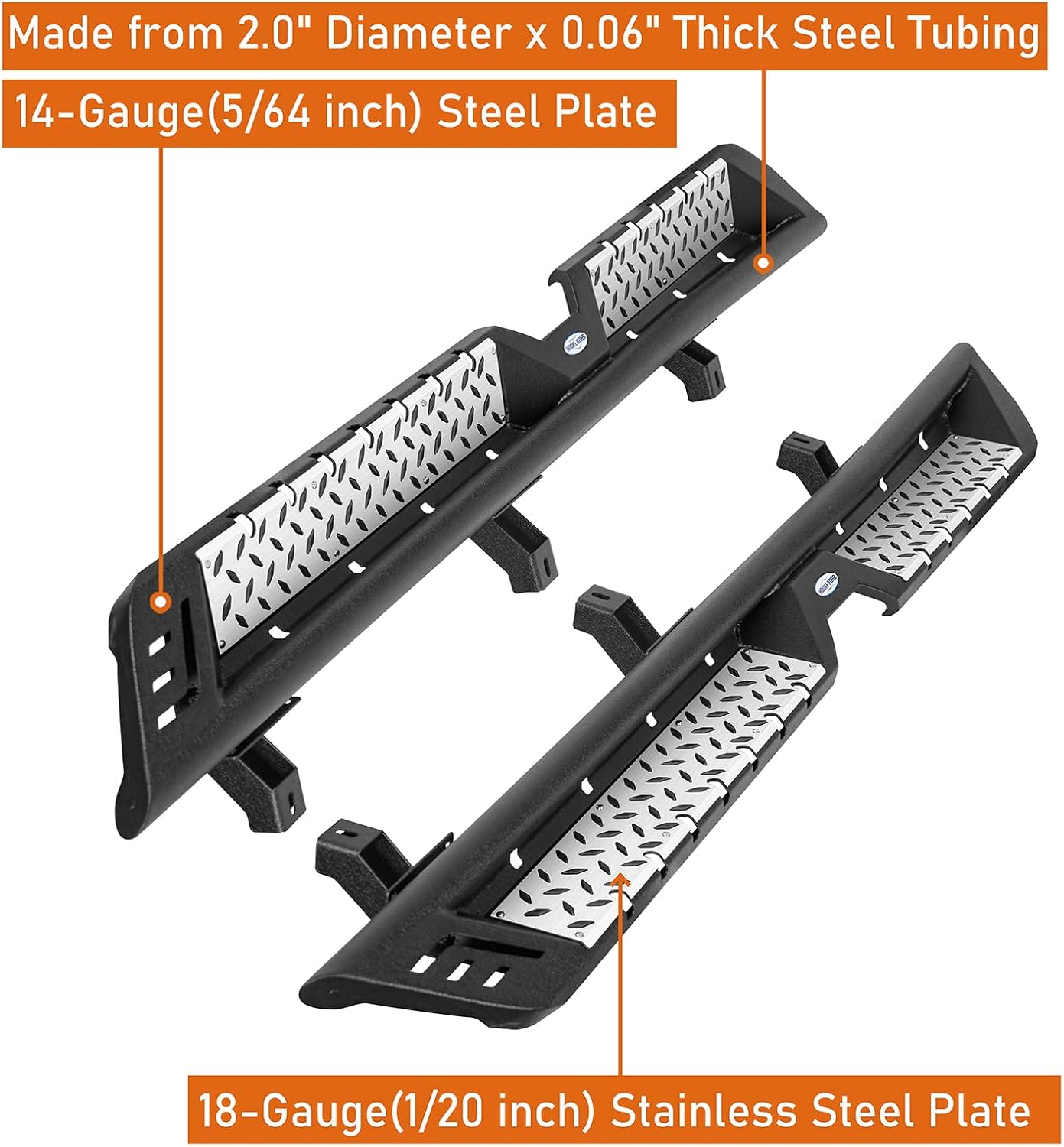 u-Box Gladiator Running Board 5.2" Drop Down Side Steps for 2020-2026 Jeep Gladiator JT 4-Door, Tubular Rock Slider Side Nerf Bar with Stainless Pedal