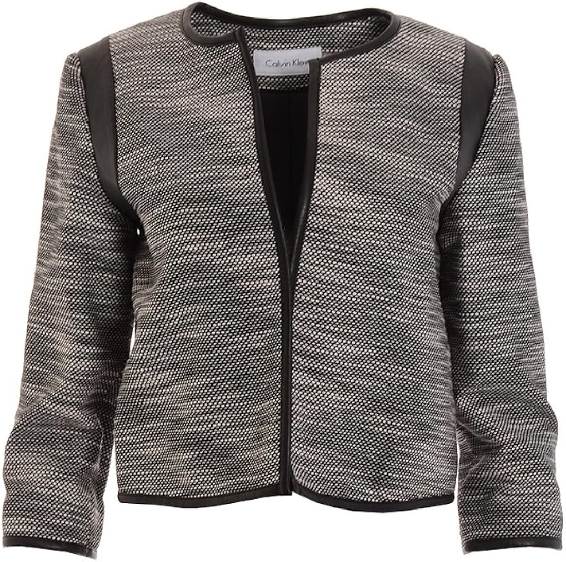 calvin klein faux leather sleeve jacket