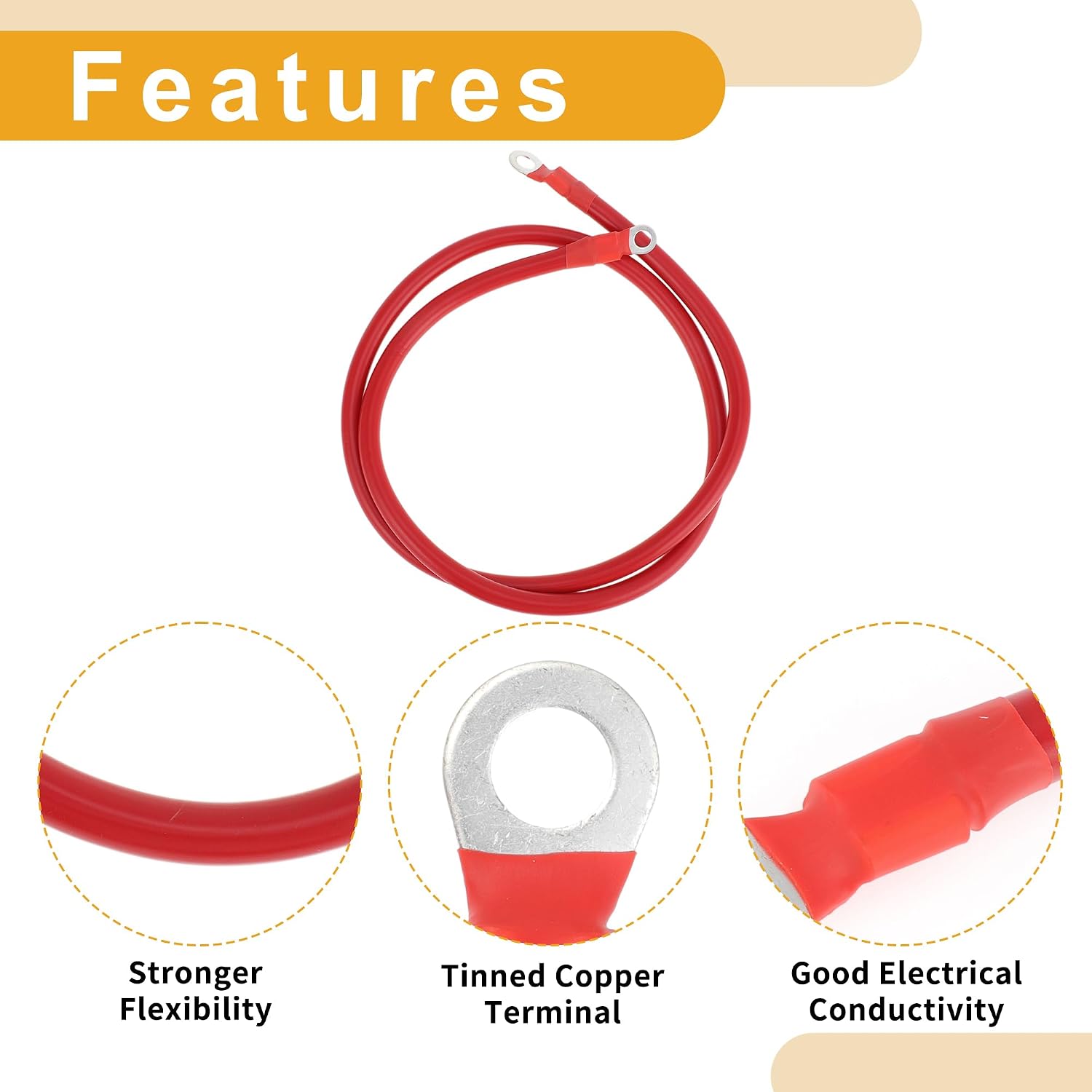 120cm 4AWG Battery Inverter Cable 3/8" 5/16" Battery Cable Tinned Copper Red OT Type 1 Pc
