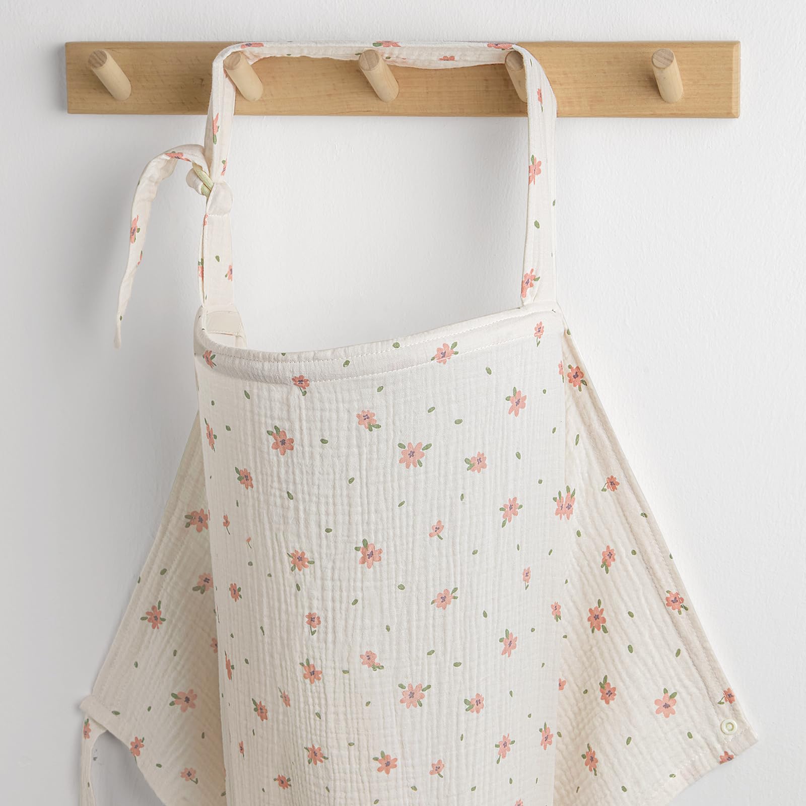 Blissful Diary Cape d'Allaitement en Muslin, Voile d'Allaitement Respirant avec Col Ouvert, Fleurs roses