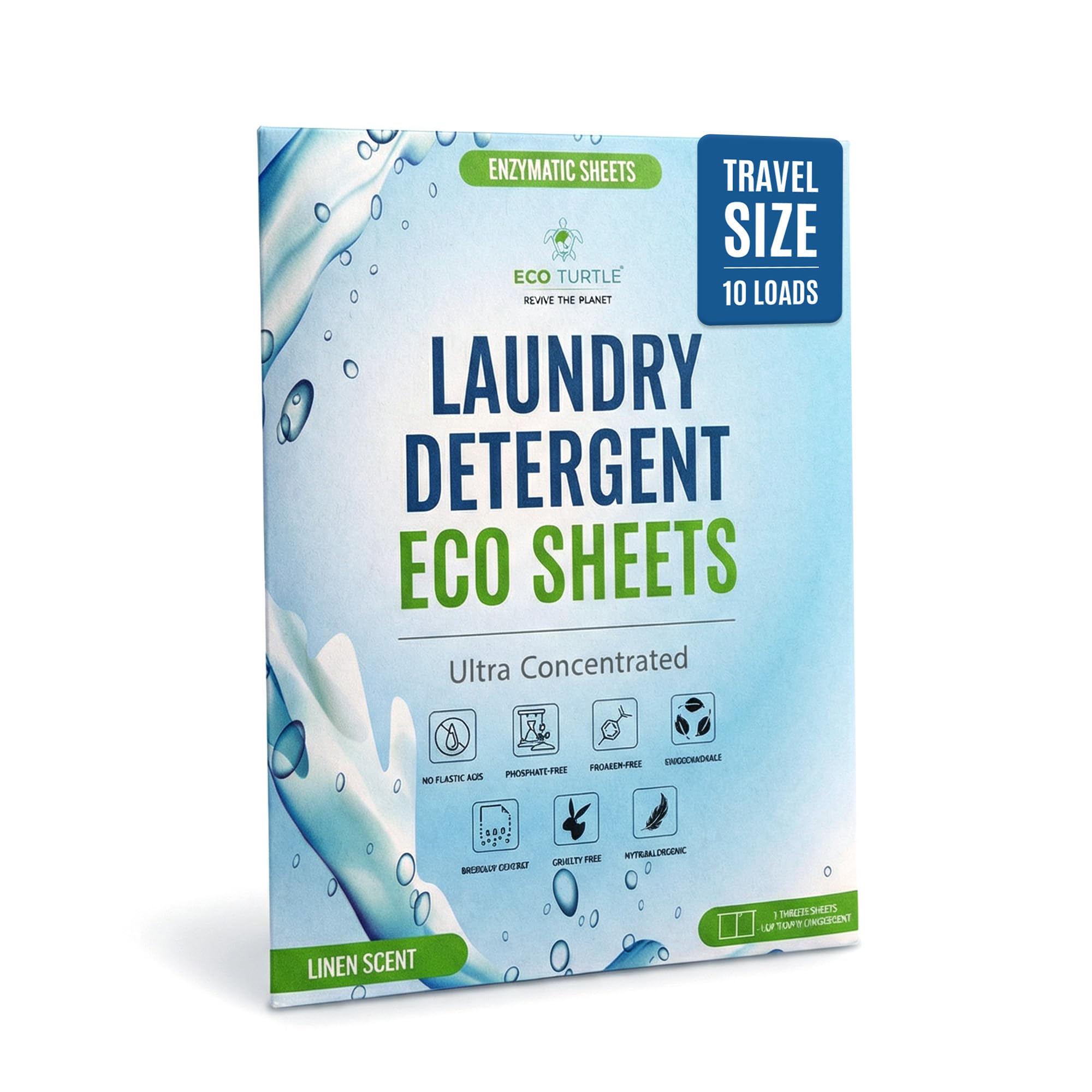 Eco-Friendly Travel Size Laundry Detergent Sheet 10 Load Ultra Concentrated
