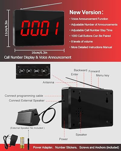 Miniatura 7 de CallToU Sistema de llamadas inalámbricas, botón de llamada para cuidador, campana de llamada de paciente con 10 botones de llamada de alerta de