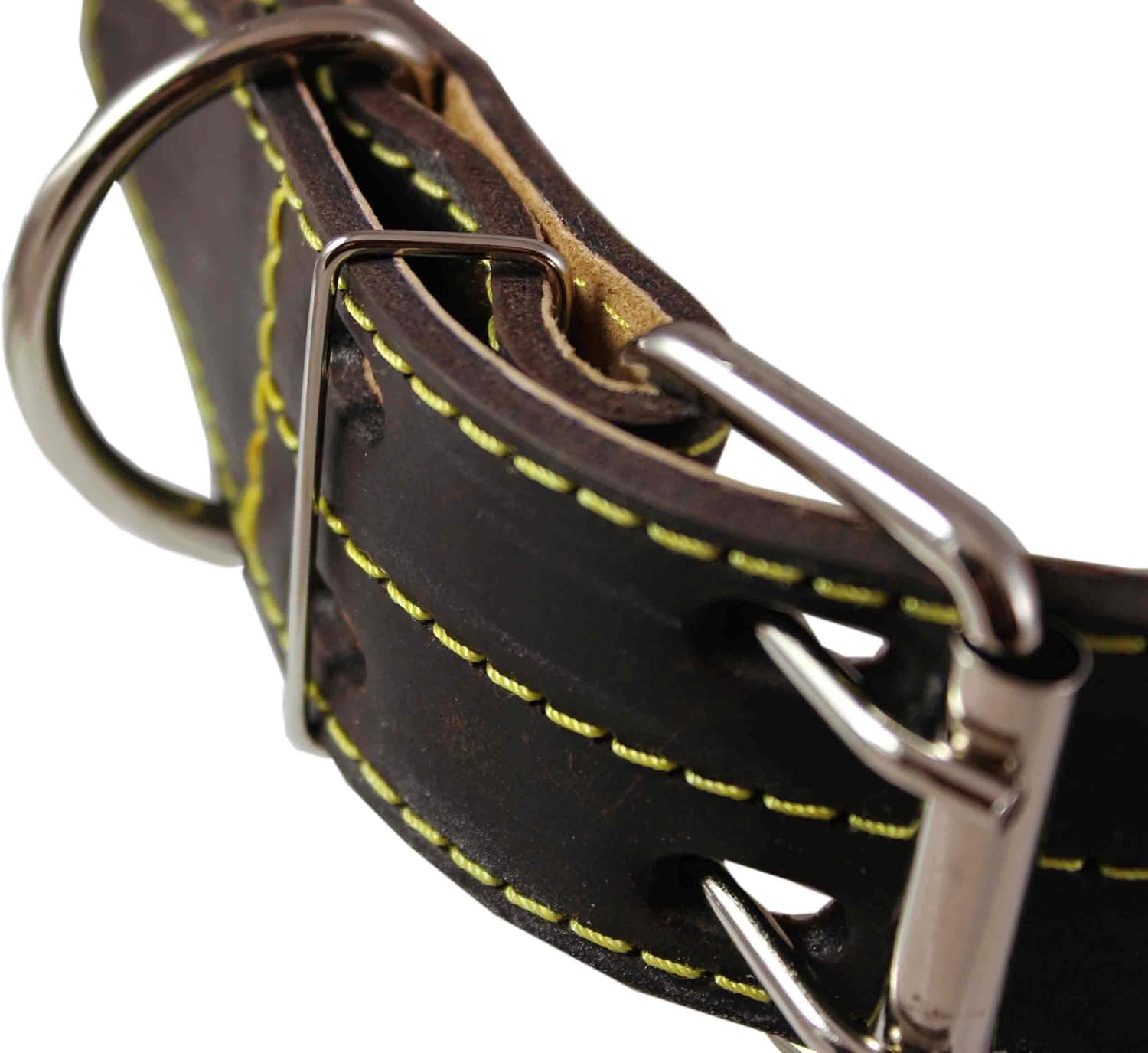 Genuine Thick Leather Dog Collar 20"-27" Neck Size, 1.75" Wide, Brown Mastiff, Great Dane