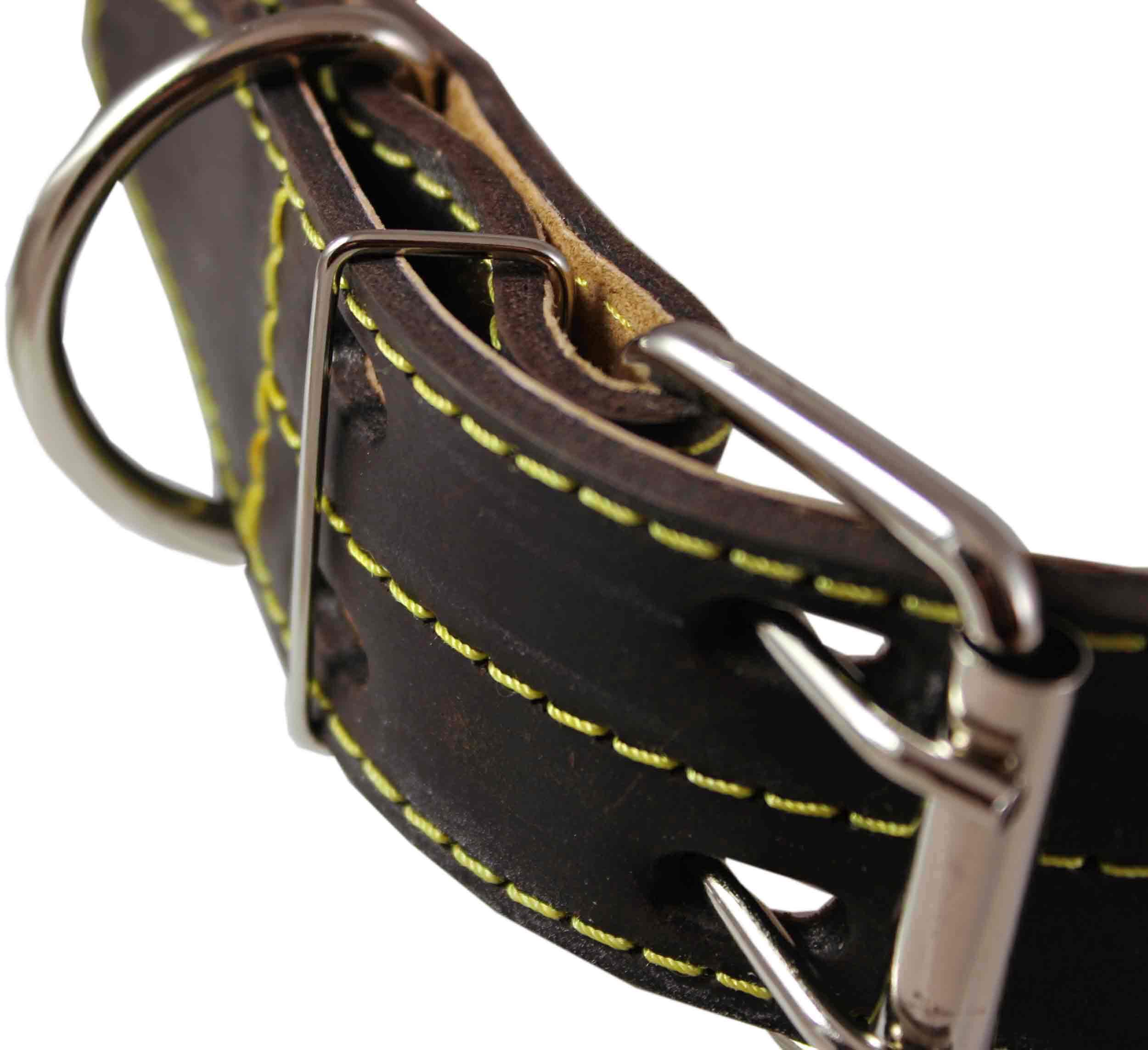 Genuine spessa in pelle collare collo Dimensioni da a 50,8 - 68,6 cm, larghezza 4,4 cm, marrone Mastiff, Great Dane
