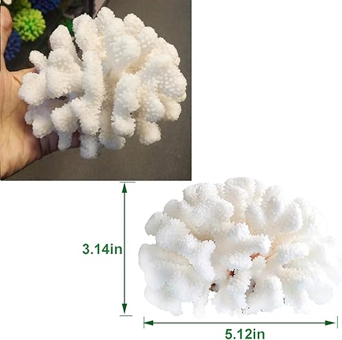 Miniatura 6 de Paquete de 2 adornos artificiales de coral resina de acuario decoración de coral plantas subacuáticas decoración de pecera plantas de acuario