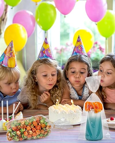 Miniatura 2 de Labeol 160 bolsas de celofán transparente de 7 x 14 pulgadas con lazos, bolsas de regalo para embalaje de palomitas de maíz, recuerdo de fiesta,