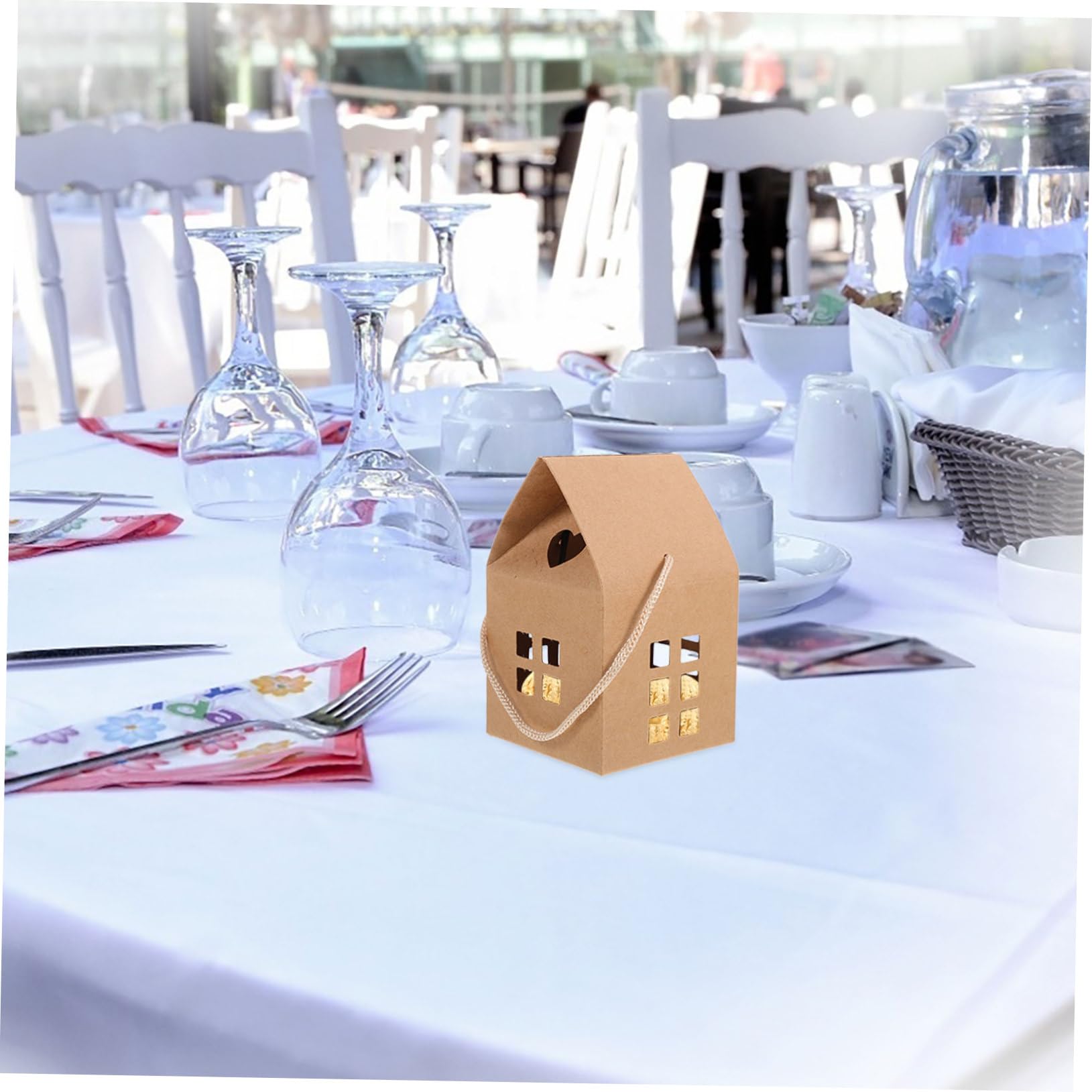Amosfun Scatole Regalo e Decorazioni Fai-da-te 50 Pezzi in Carta Marrone a Forma di Casa Design Unico ed Elegante per Bomboniere Matrimonio per Feste