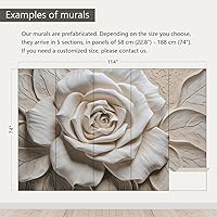Vista 3 de AFZEVEB-3D Rose Flower Wallpaper Large Floral Wall murals for Bedroom 114"x74"(Not Peel and Stick)