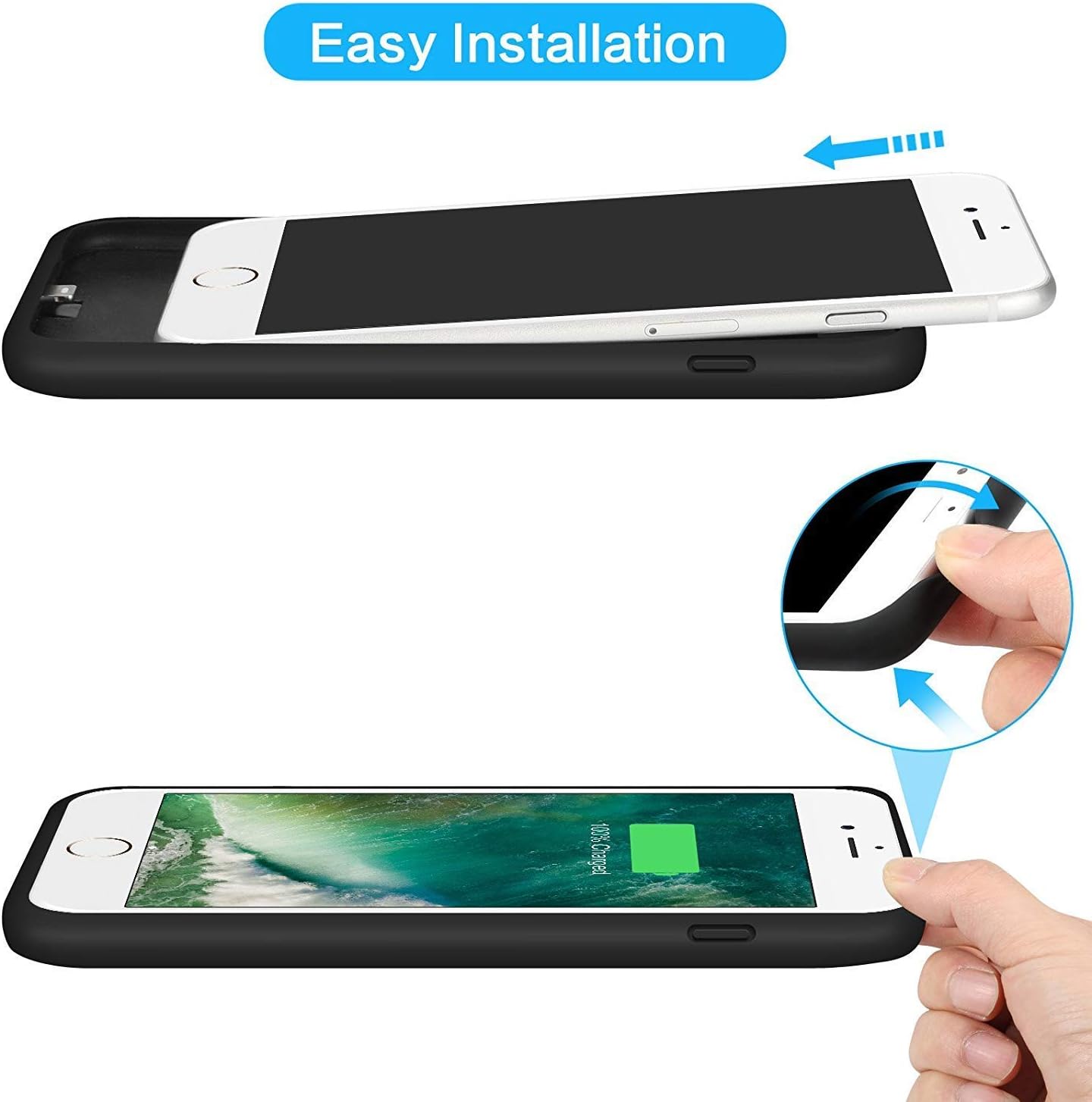 Battery Case for iPhone 6 Plus / 7 Plus / 8 Plus, 8500mAh Portable Battery Pack Rechargeable Protective Smart Battery Case for iPhone 6 Plus / 7 Plus / 8 Plus External 5.5 inch Charging Case - Black