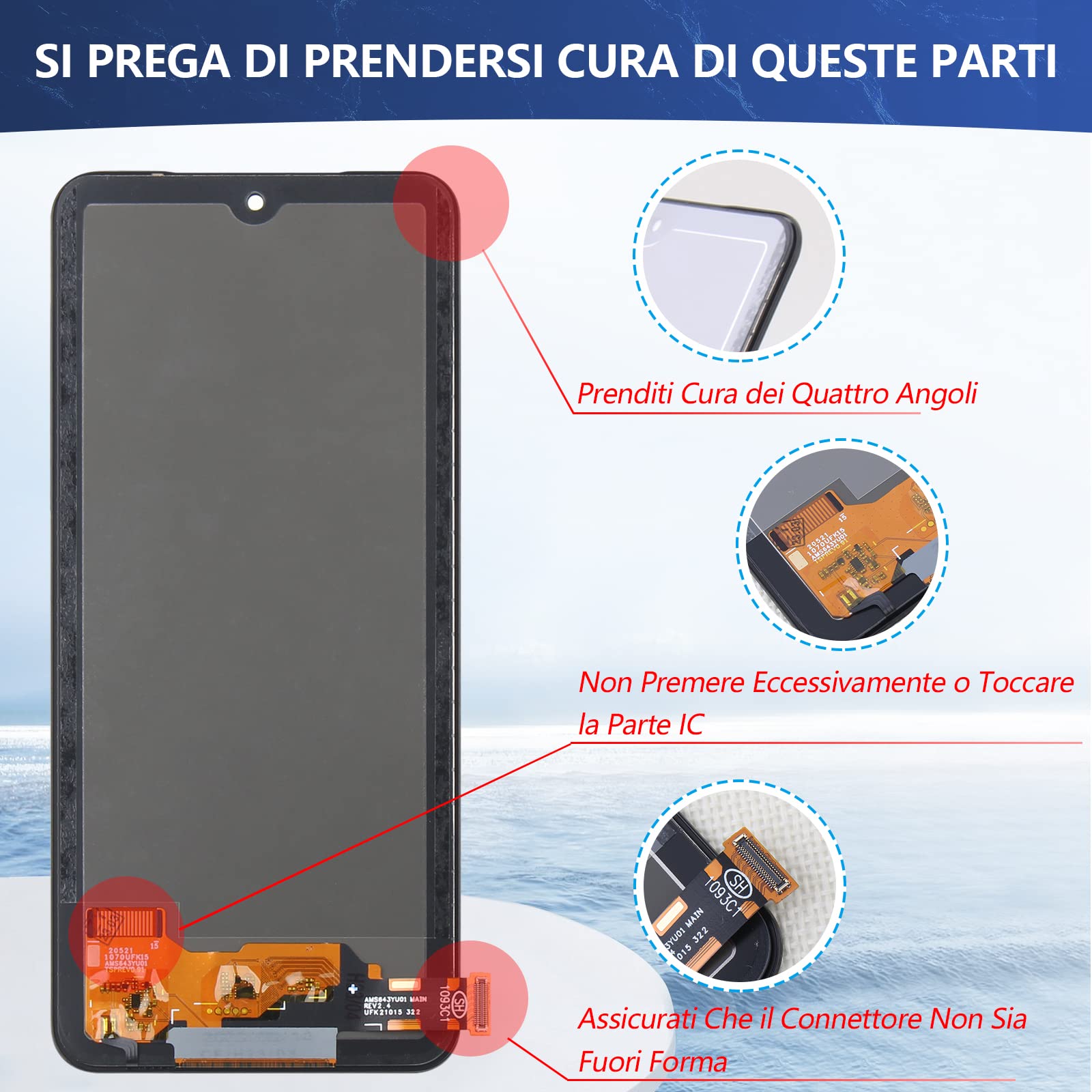 RongZy LCD Schermo per Xiaomi Redmi Note 10 4G / Redmi Note 10s / Poco M5S Display Digitizer Assembly Vetro di Ricambio Touch Screen con Strumenti(Incell)