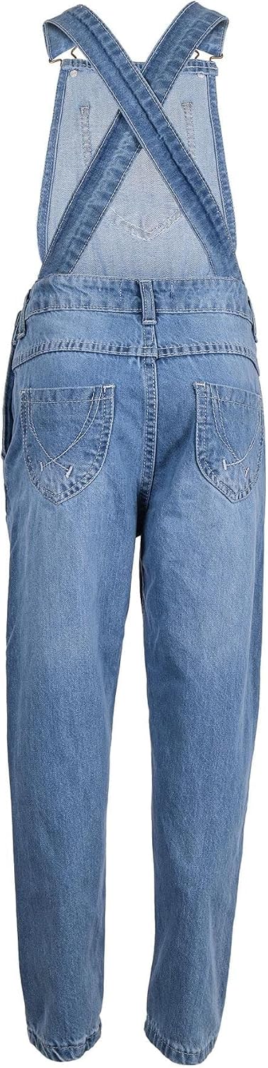 A2Z 4 Kids Girls Denim Dungaree Ripped Jeans Light Blue Full Length All in One Fashion Overall Pinafore Jumpsuit 5-13 Years