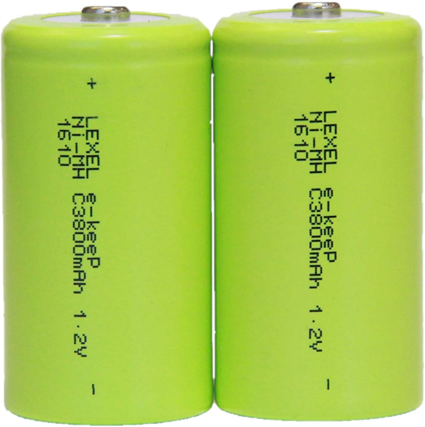 LEXEL Rechargeable NiMH Batteries, 1.2 V, AA, Set of 2 (Minimum Capacity, 3,800 mAh, Can be Used About 500 Times)
