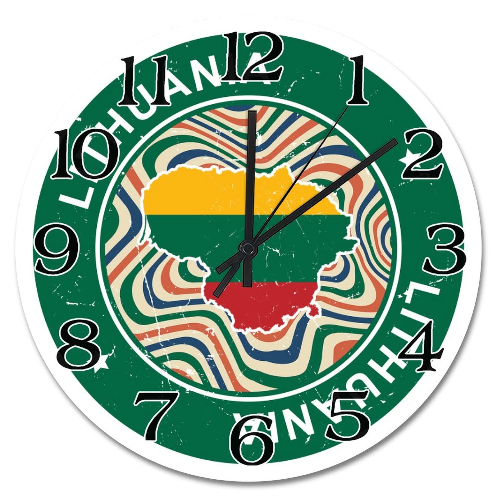 Horloge murale Lituanie vintage 38,1 cm carte rétro souvenir pays