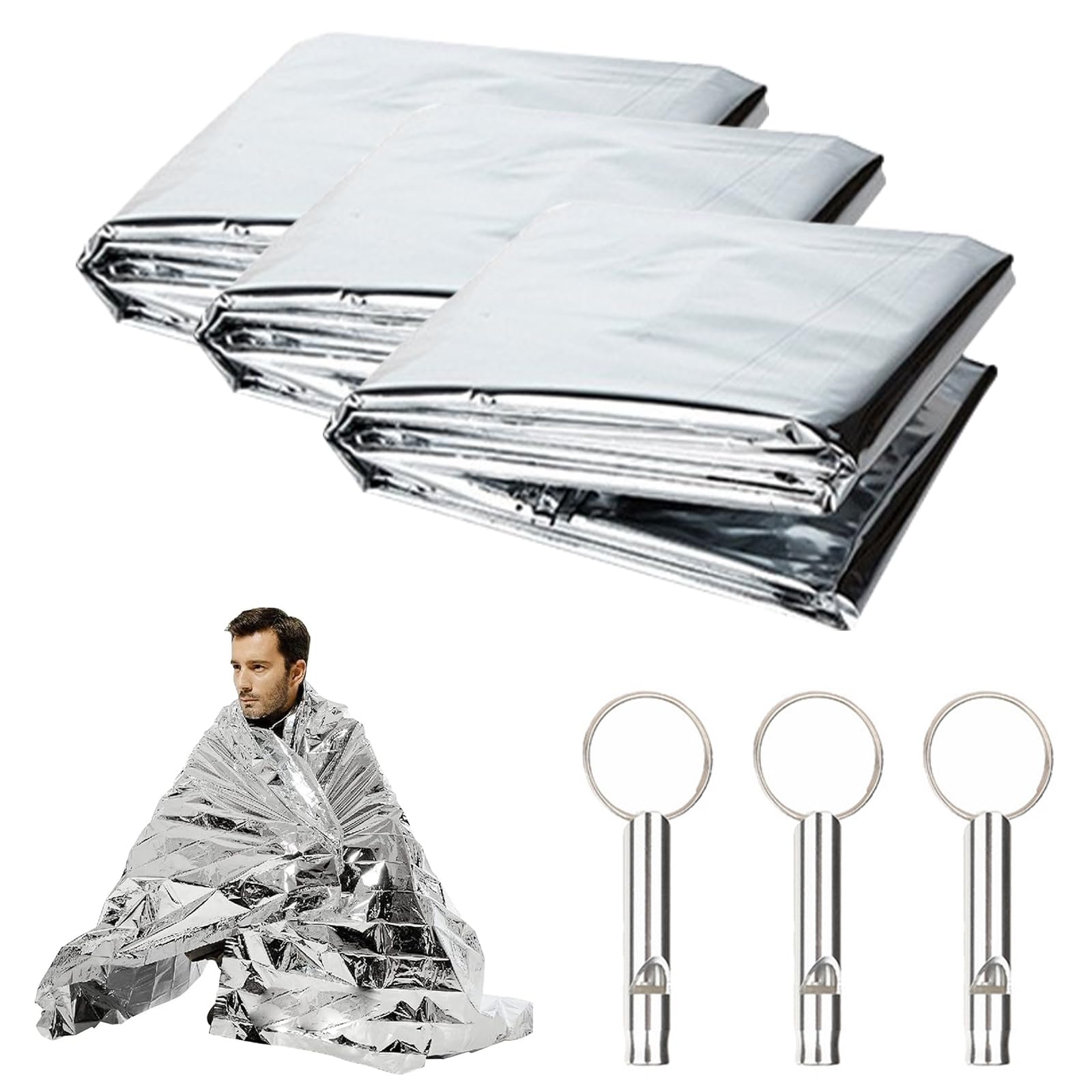 Coperte Termiche Emergenza HW CASA 3 Pezzi - 160x210 Cm Per Outdoor E Sopravvivenza - Foto 2