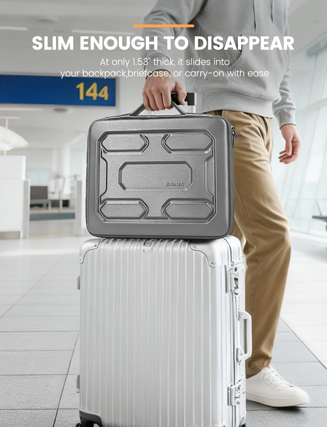 DOMISO 15.6 inch Laptop Sleeve with Handle Shockproof Waterproof EVA Protective Case for 15.6" Yoga 720 IdeaPad 310 320 ThinkPad T570/Legion 5 Gen 6/HP Envy 15/15.6" Notebooks, Silver - Image 10