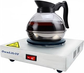 Commercial Coffee Warmer, 60W 176℉ Single Burner Decanter Warmer Plate, Stainless Steel Portable Warmer Single Burner, for Cafe, Break Room, Buffet and Commercial Use