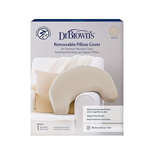 Miniatura 12 de Dr. Brown's Almohada de apoyo de alimentación con funda, gris claro y funda de almohada, beige suave