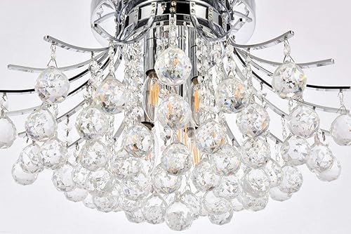 Miniatura 3 de Elegant Lighting 8000F19C/RC - Lámpara de araña de cristal transparente Toureg de 6 luces, de un solo nivel, acabado en cromo con cristales