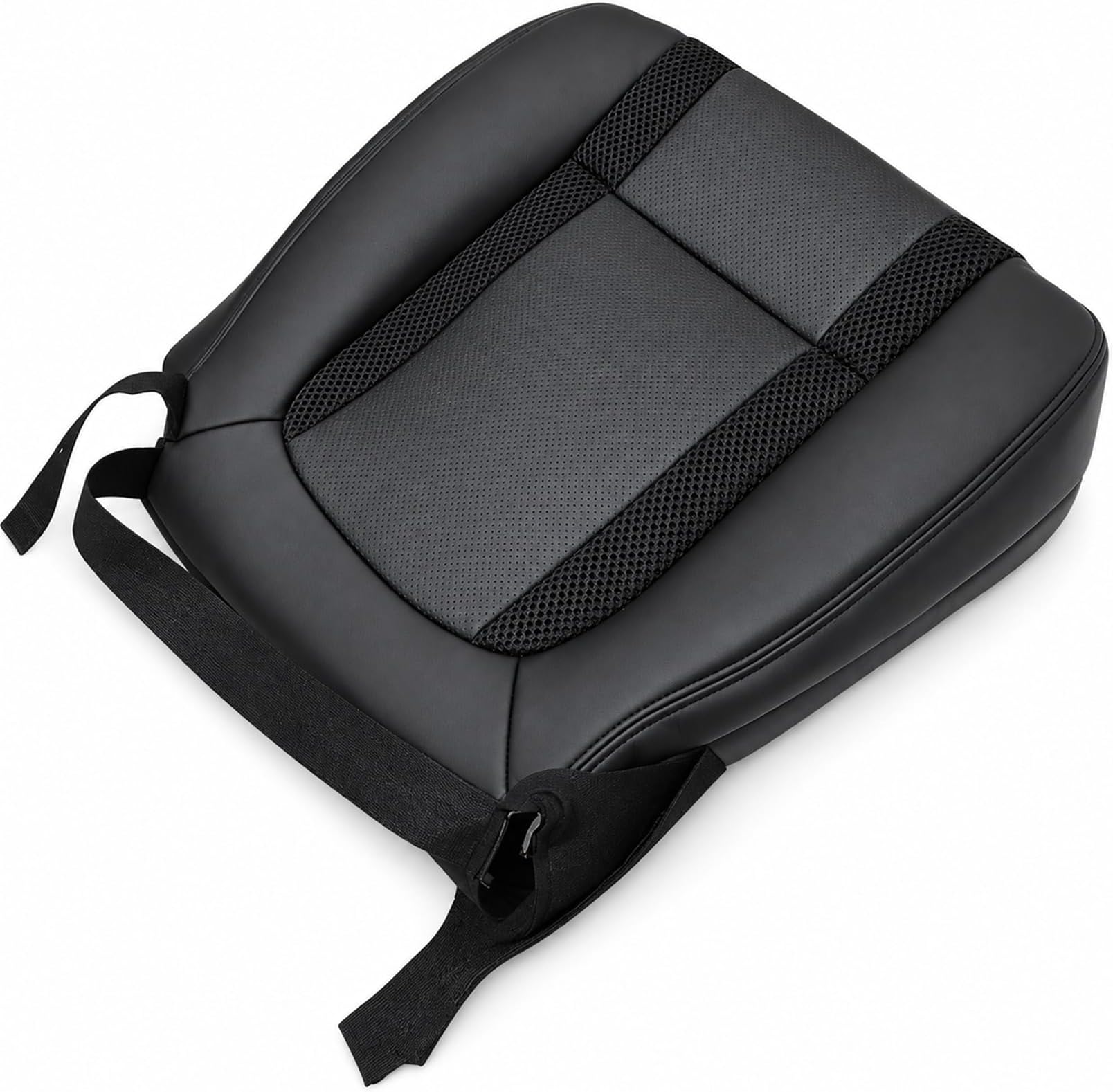 NLQR Front Driver Bottom Replacement Perforated Seat Cover Charcoal Black Microfiber Leather Compatible with Ford F150 SVT 2010 2011 2012 2013 2014