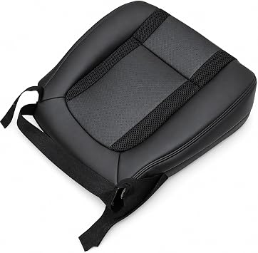 NLQR Front Driver Bottom Replacement Perforated Seat Cover Charcoal Black Microfiber Leather Compatible with Ford F150 SVT 2010 2011 2012 2013 2014