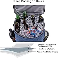 Vista 3 de Cooler Backpack 30 Cans Leak Proof Lightweight Camping Travel Bag for Men with Insulated Cooler Compartment for Women